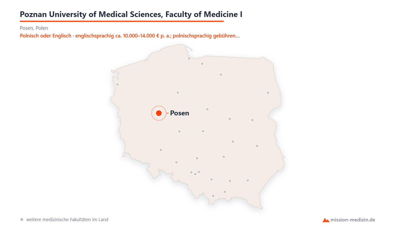 Karte: Lage von Poznan University of Medical Sciences, Faculty of Medicine I in Polen