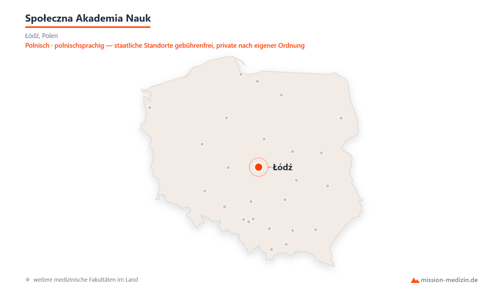 Karte: Lage von Społeczna Akademia Nauk in Polen