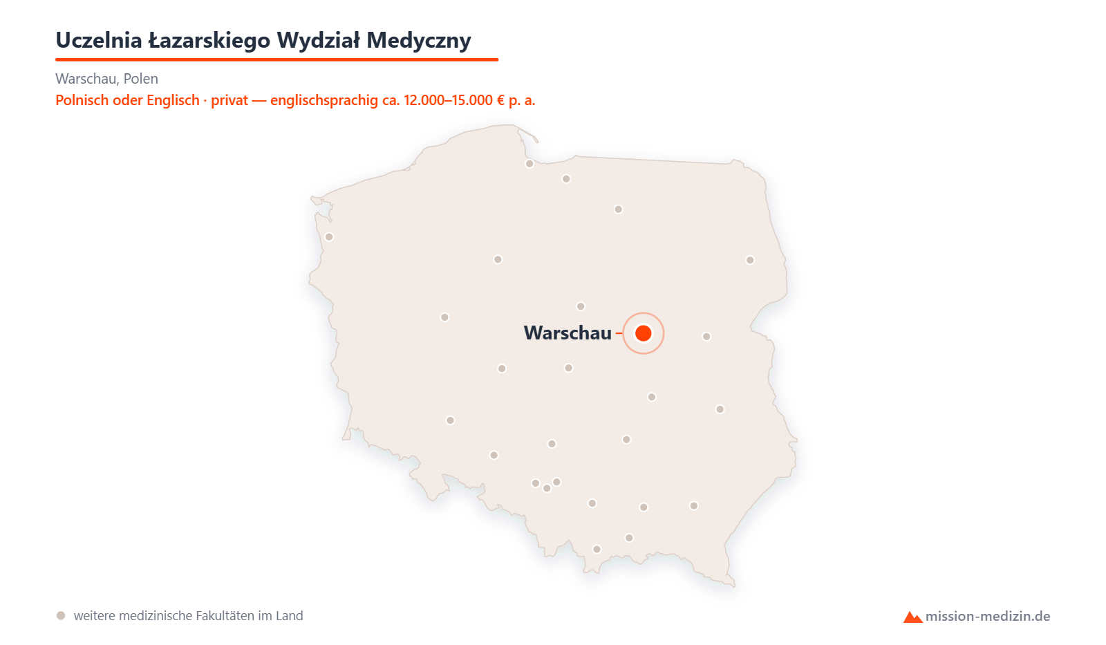Karte: Lage von Uczelnia Łazarskiego Wydział Medyczny in Polen