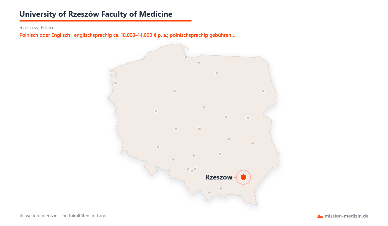 Karte: Lage von University of Rzeszów Faculty of Medicine in Polen
