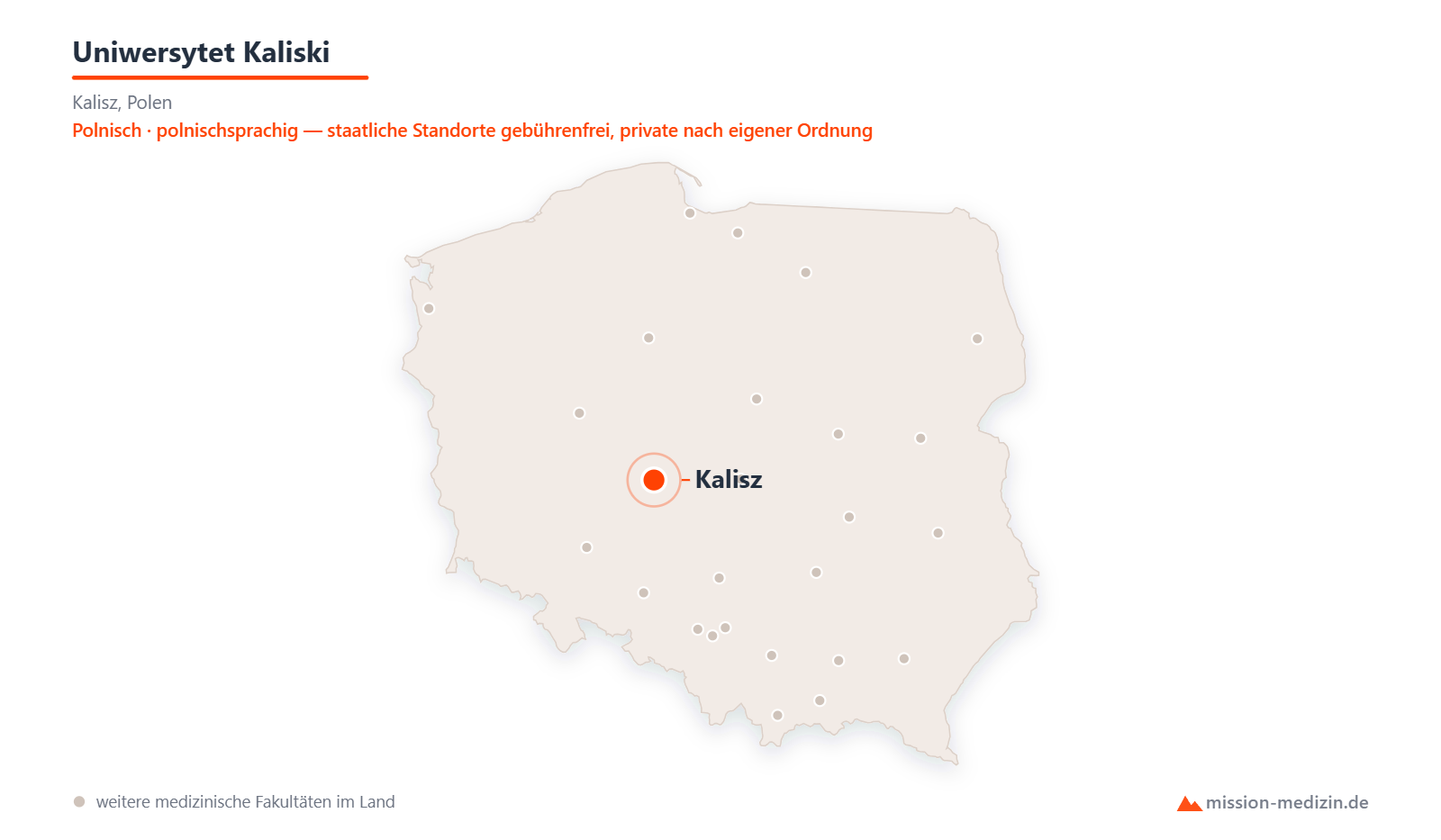 Karte: Lage von Uniwersytet Kaliski in Polen