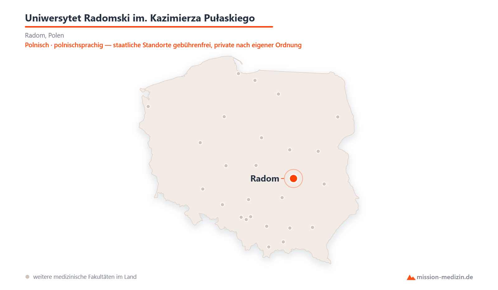 Karte: Lage von Uniwersytet Radomski im. Kazimierza Pułaskiego in Polen