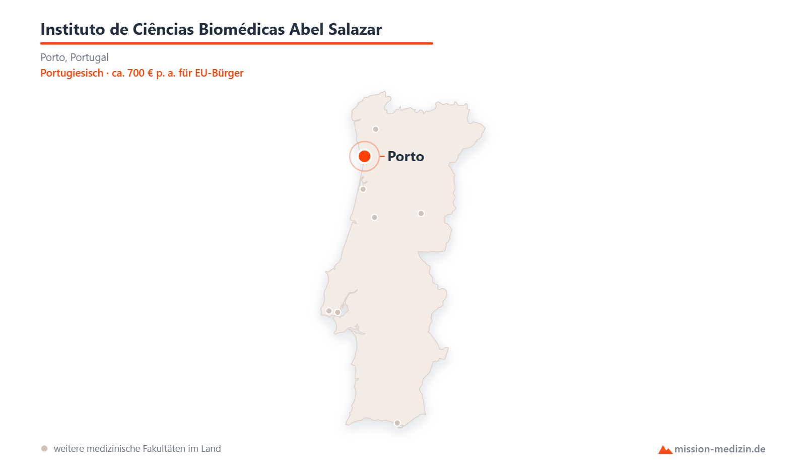 Karte: Lage von Instituto de Ciências Biomédicas Abel Salazar in Portugal