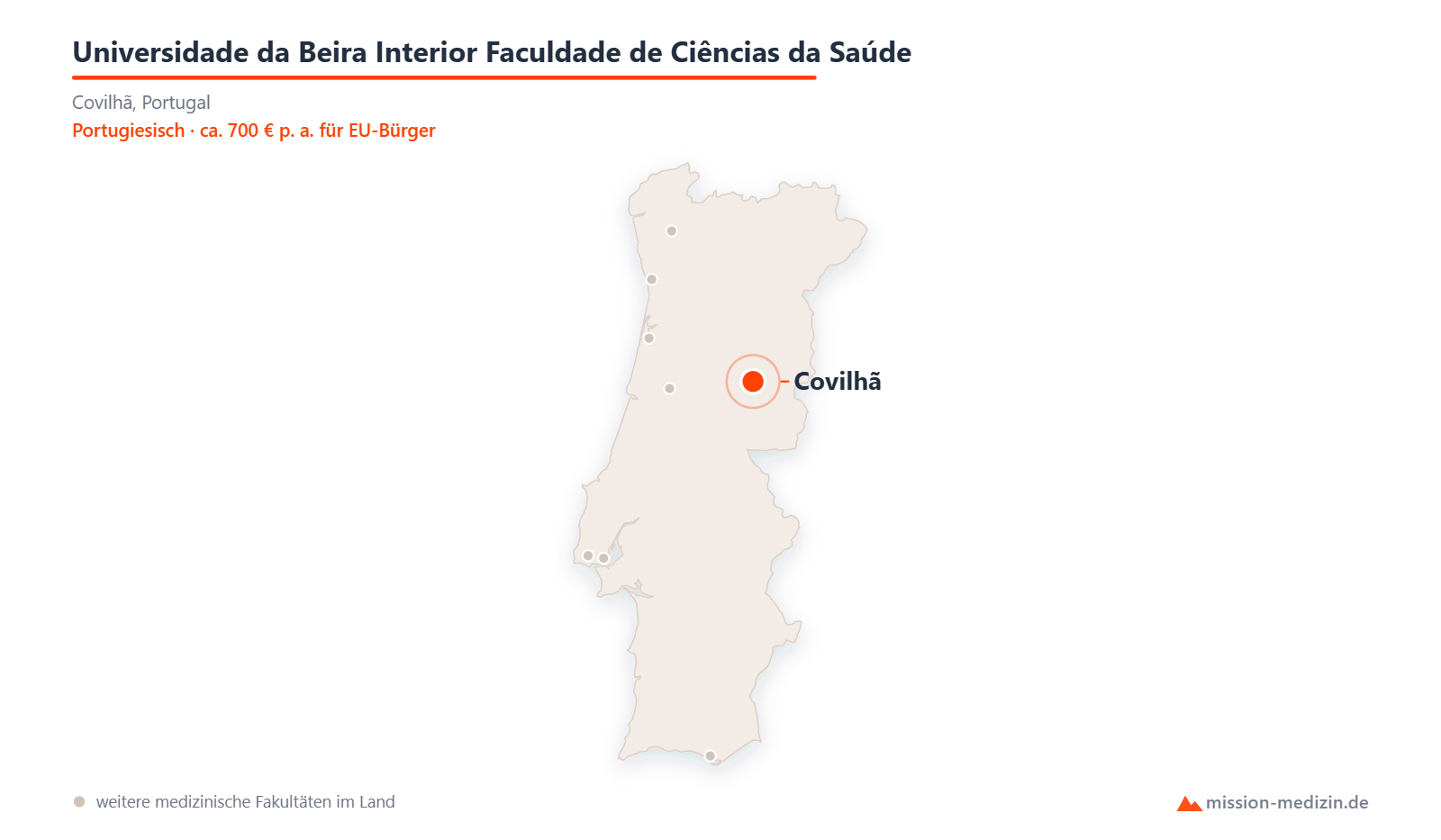 Karte: Lage von Universidade da Beira Interior Faculdade de Ciências da Saúde in Portugal