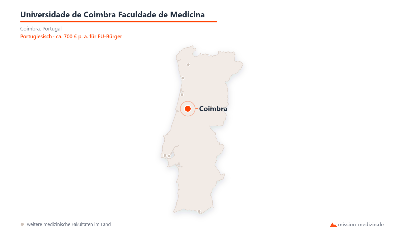 Karte: Lage von Universidade de Coimbra Faculdade de Medicina in Portugal