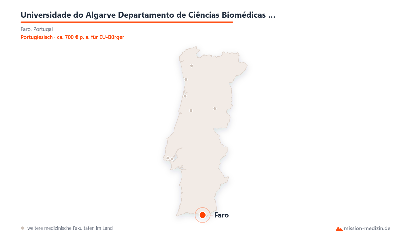 Karte: Lage von Universidade do Algarve Departamento de Ciências Biomédicas e Medicina in Portugal