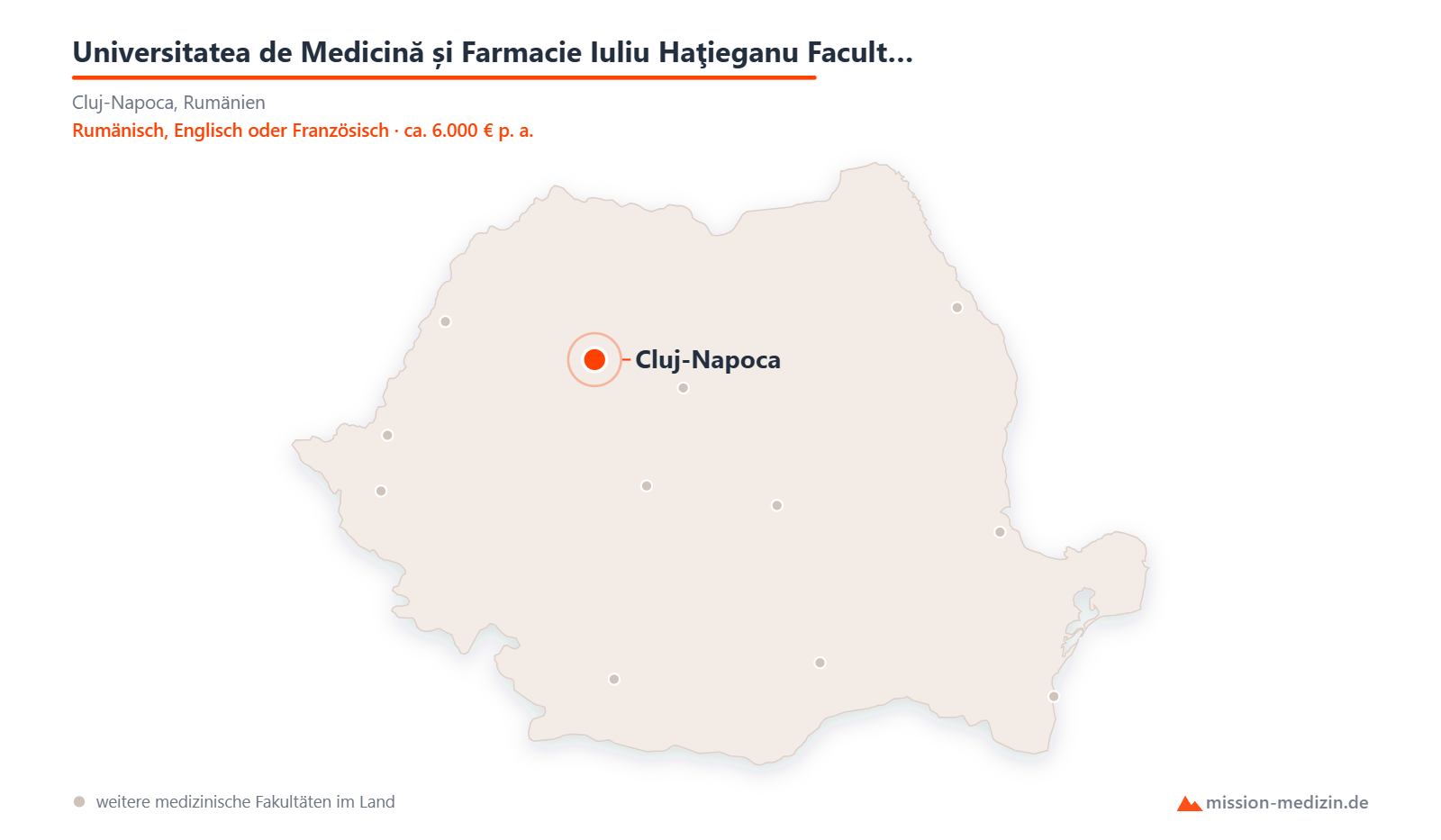 Karte: Lage von Universitatea de Medicină și Farmacie Iuliu Haţieganu Facultatea de Medicină in Rumänien