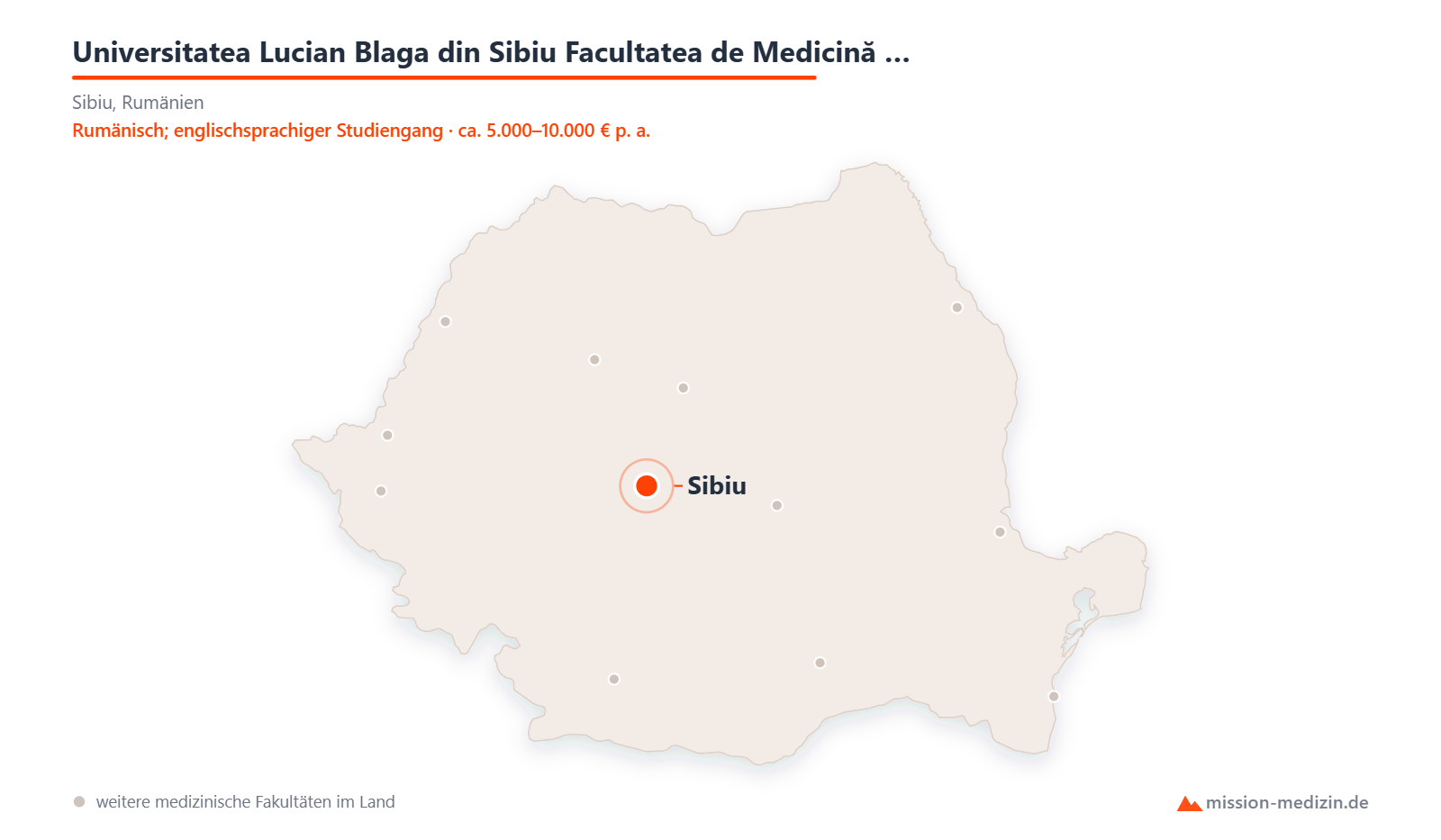 Karte: Lage von Universitatea Lucian Blaga din Sibiu Facultatea de Medicină 'Victor Papilian' in Rumänien