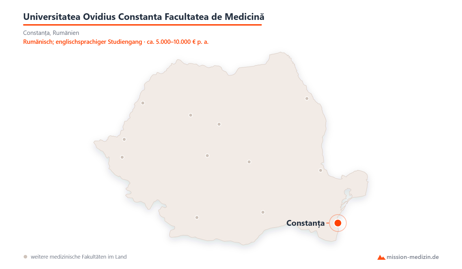 Karte: Lage von Universitatea Ovidius Constanta Facultatea de Medicină in Rumänien