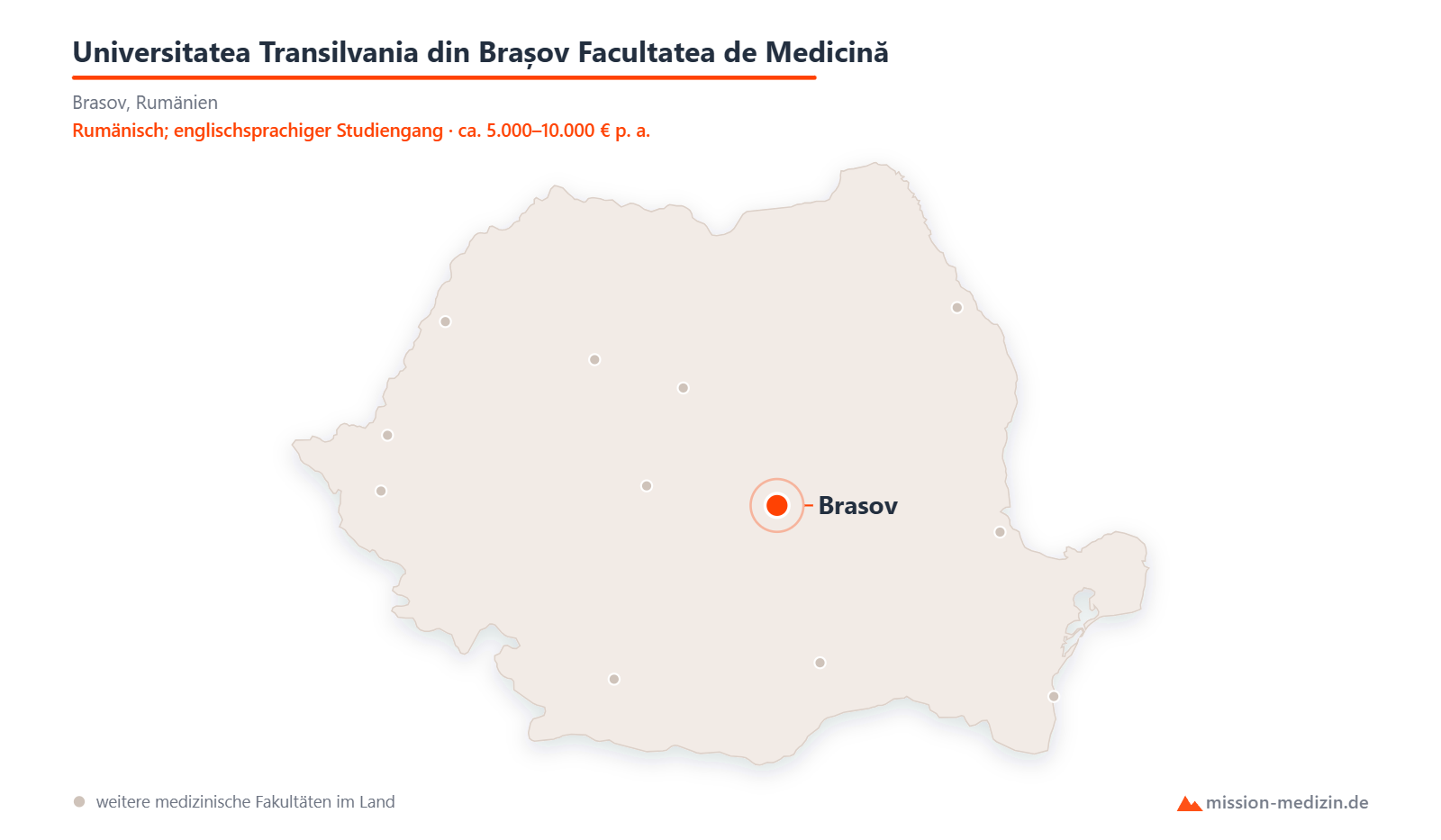 Karte: Lage von Universitatea Transilvania din Brașov Facultatea de Medicină in Rumänien