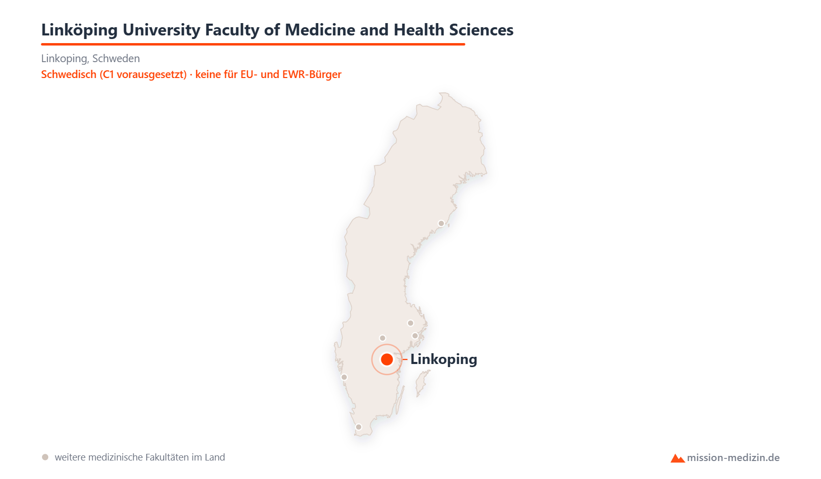 Karte: Lage von Linköping University Faculty of Medicine and Health Sciences in Schweden