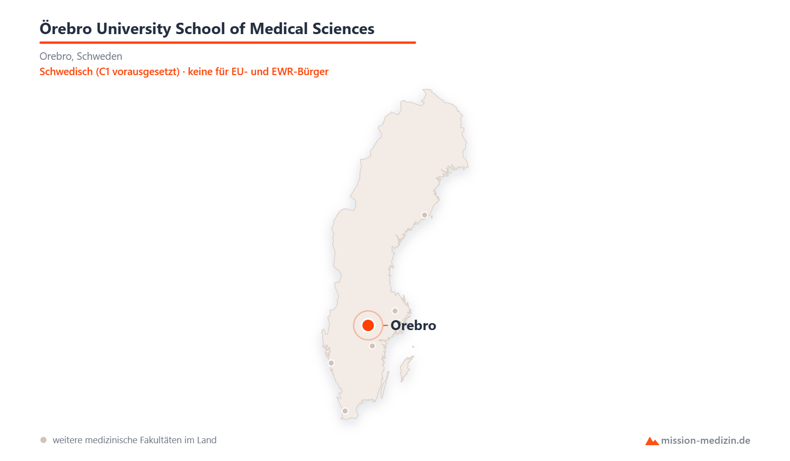 Karte: Lage von Örebro University School of Medical Sciences in Schweden