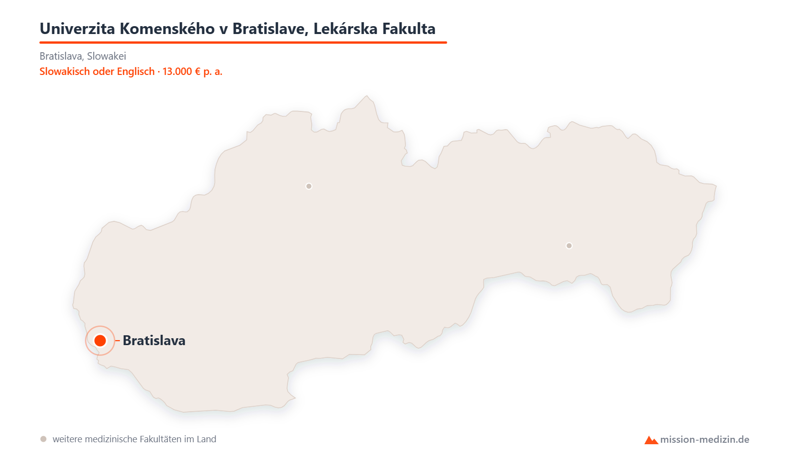Karte: Lage von Univerzita Komenského v Bratislave, Lekárska Fakulta in Slowakei
