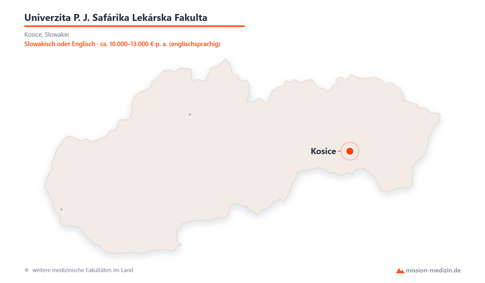 Karte: Lage von Univerzita P. J. Safárika Lekárska Fakulta in Slowakei