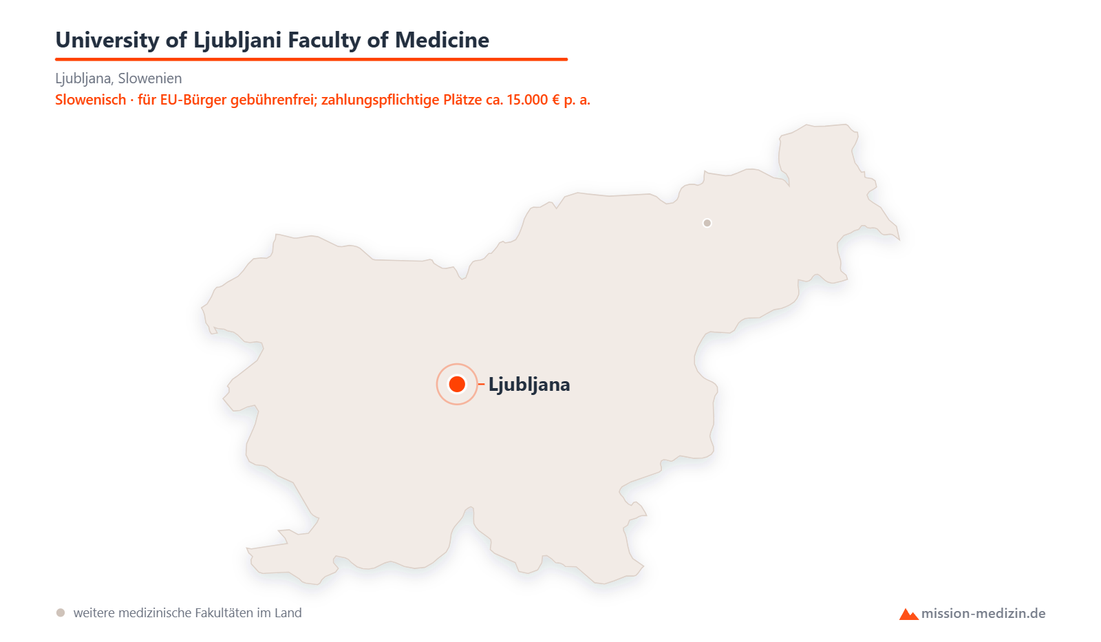 Karte: Lage von University of Ljubljani Faculty of Medicine in Slowenien