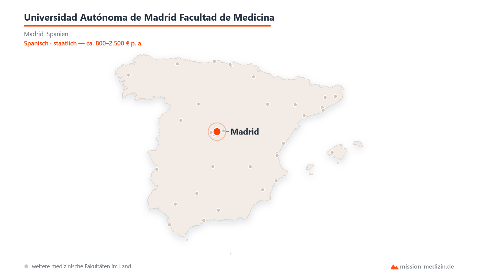 Karte: Lage von Universidad Autónoma de Madrid Facultad de Medicina in Spanien