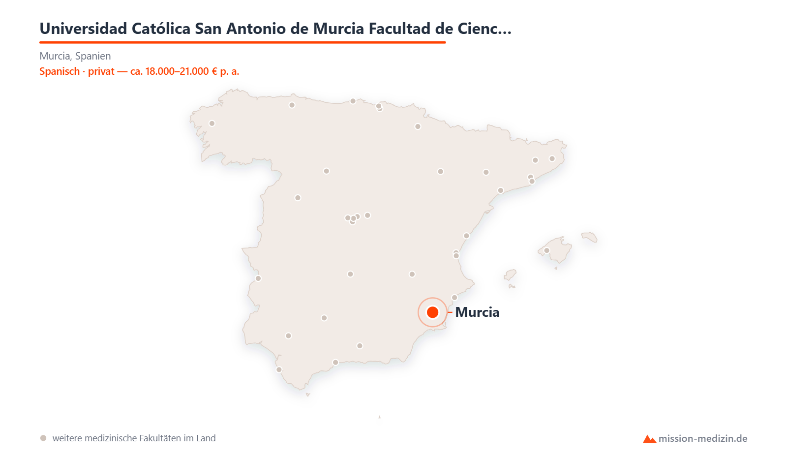 Karte: Lage von Universidad Católica San Antonio de Murcia Facultad de Ciencias de la Salud in Spanien