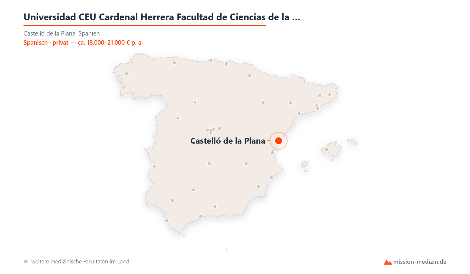 Karte: Lage von Universidad CEU Cardenal Herrera Facultad de Ciencias de la Salud Castellón in Spanien