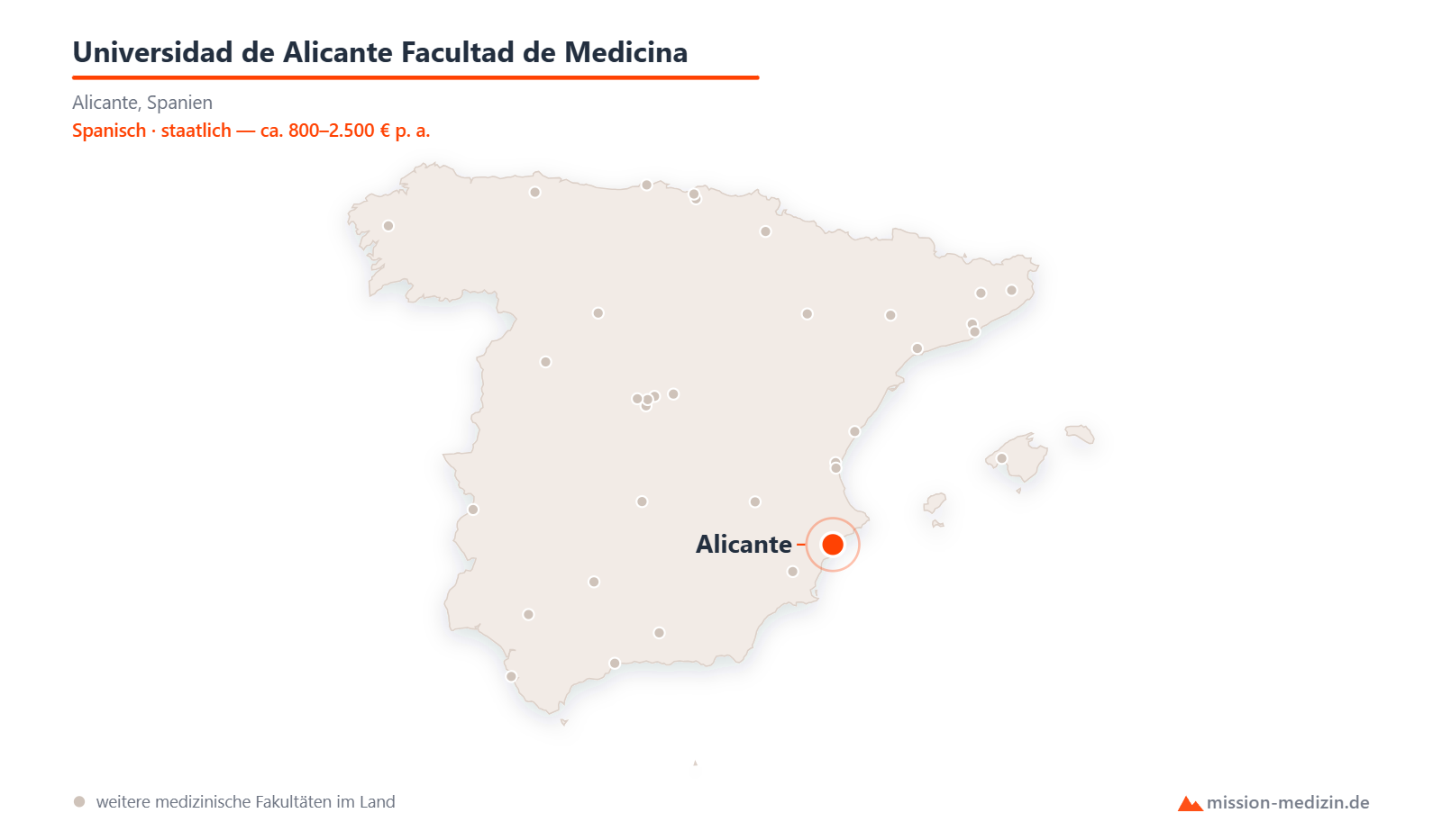 Karte: Lage von Universidad de Alicante Facultad de Medicina in Spanien