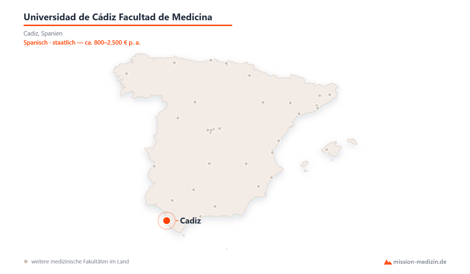 Karte: Lage von Universidad de Cádiz Facultad de Medicina in Spanien