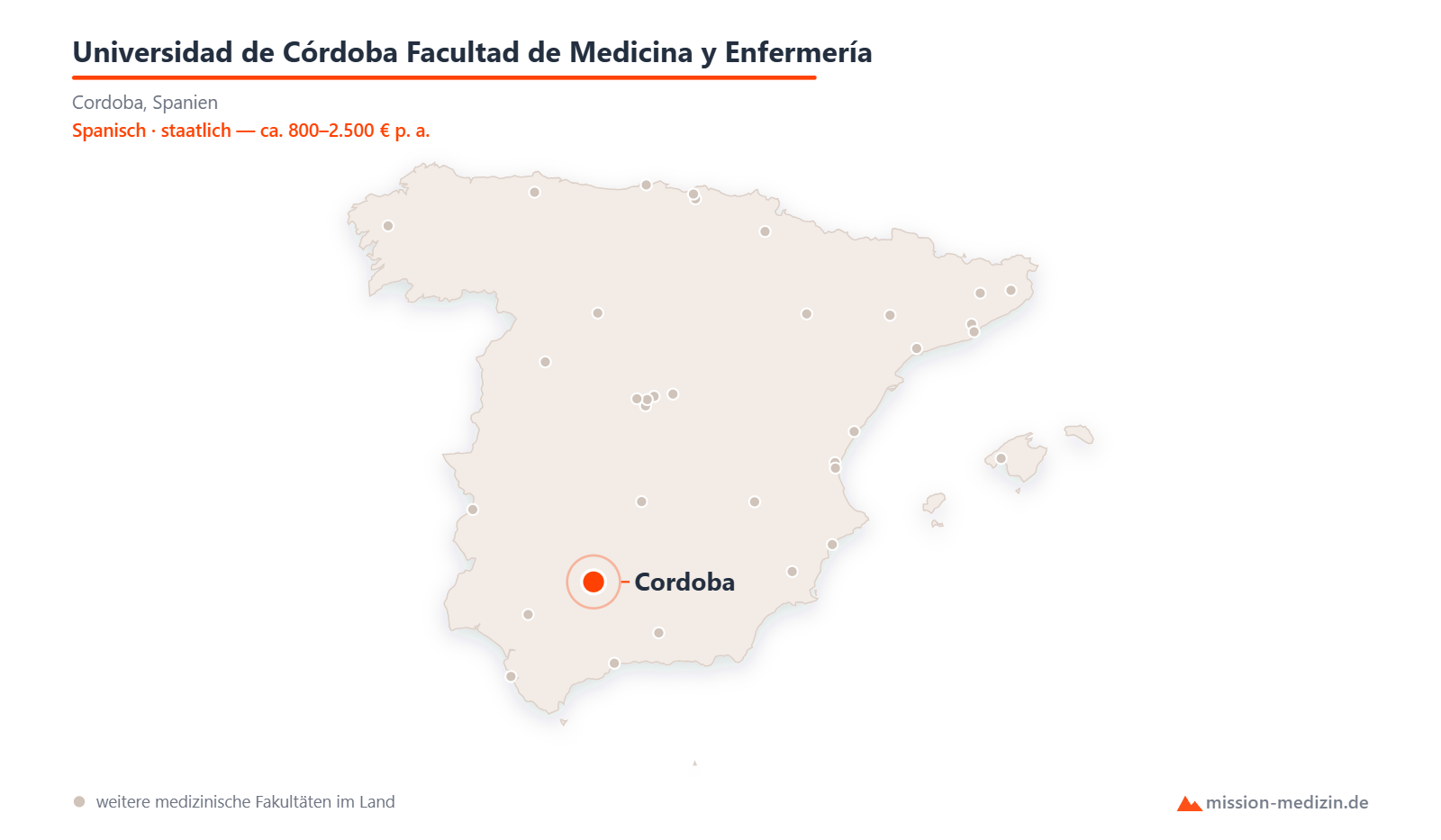 Karte: Lage von Universidad de Córdoba Facultad de Medicina y Enfermería in Spanien