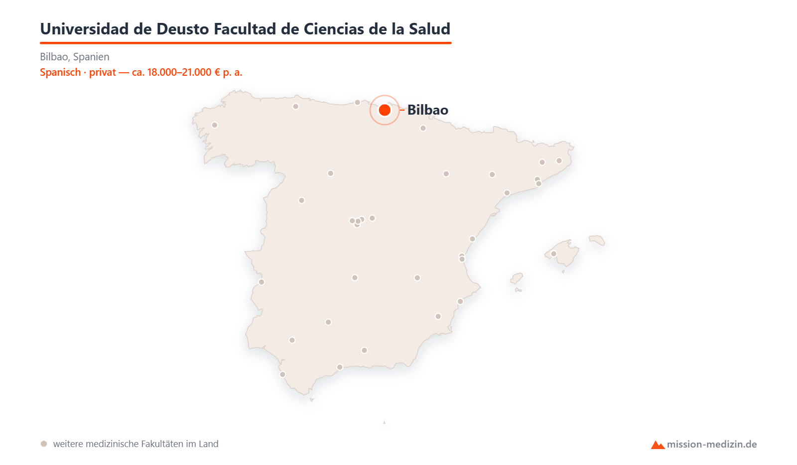 Karte: Lage von Universidad de Deusto Facultad de Ciencias de la Salud in Spanien