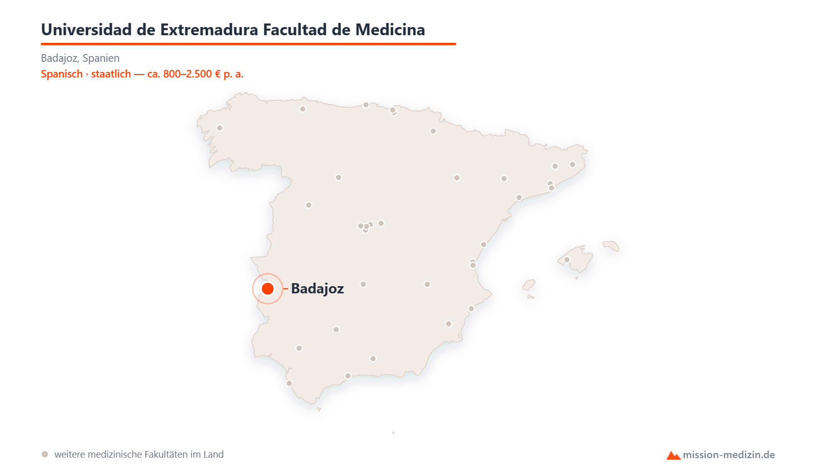 Karte: Lage von Universidad de Extremadura Facultad de Medicina in Spanien