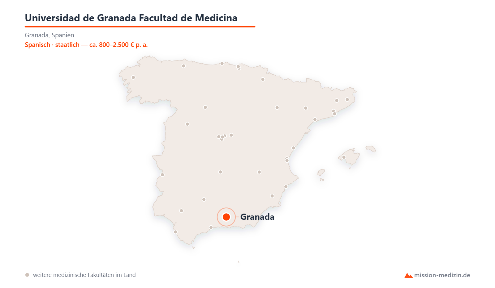 Karte: Lage von Universidad de Granada Facultad de Medicina in Spanien