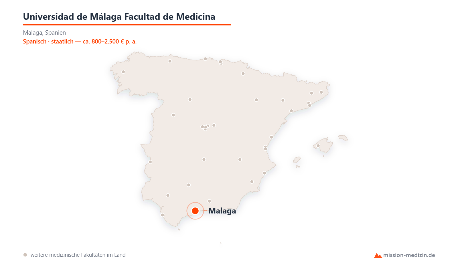 Karte: Lage von Universidad de Málaga Facultad de Medicina in Spanien