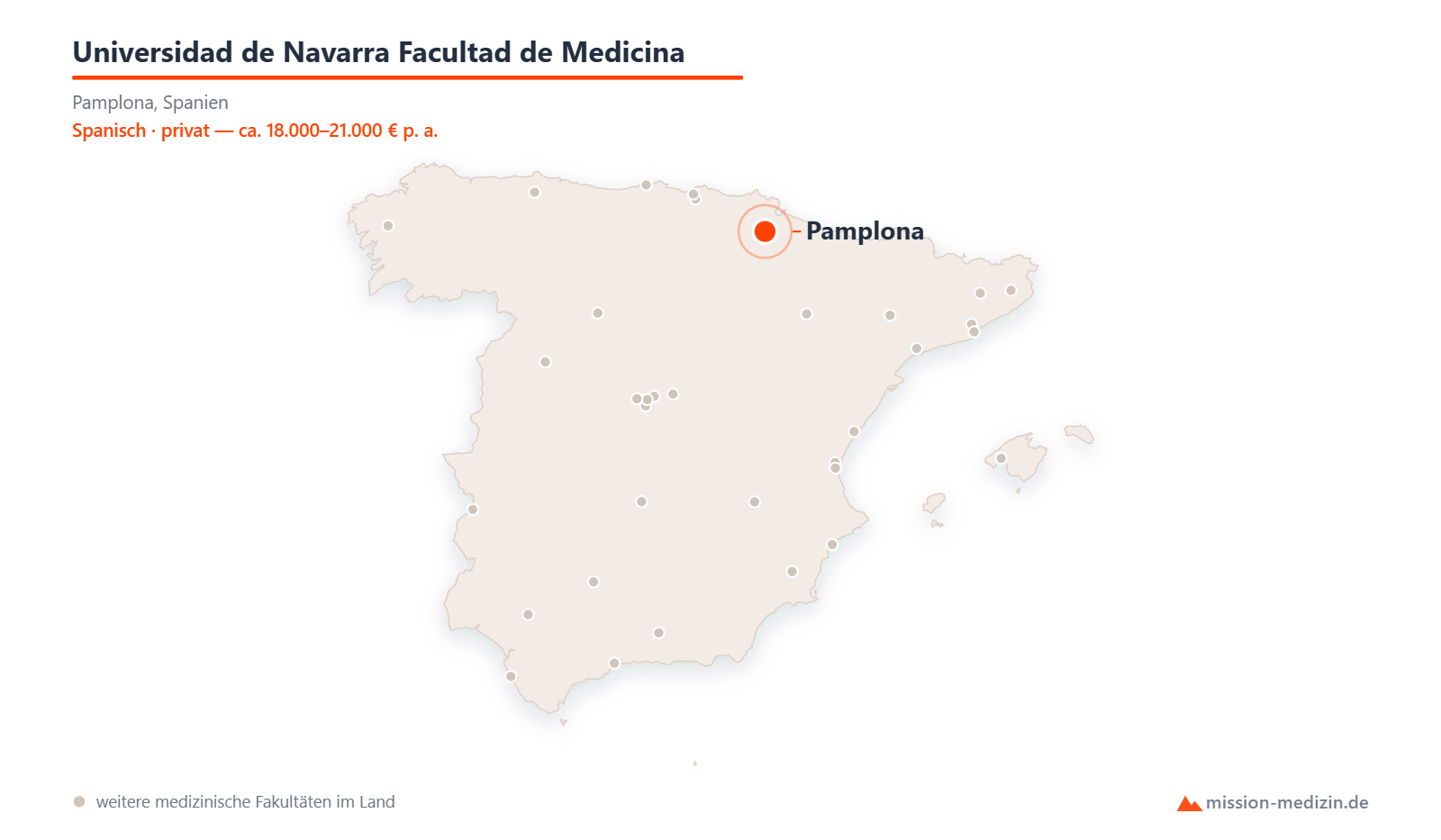 Karte: Lage von Universidad de Navarra Facultad de Medicina in Spanien