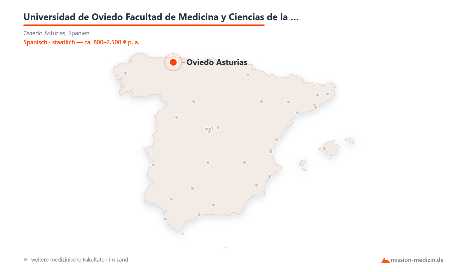 Karte: Lage von Universidad de Oviedo Facultad de Medicina y Ciencias de la Salud in Spanien