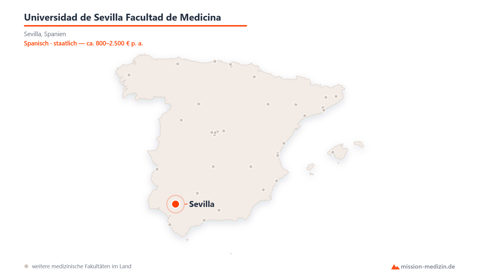 Karte: Lage von Universidad de Sevilla Facultad de Medicina in Spanien