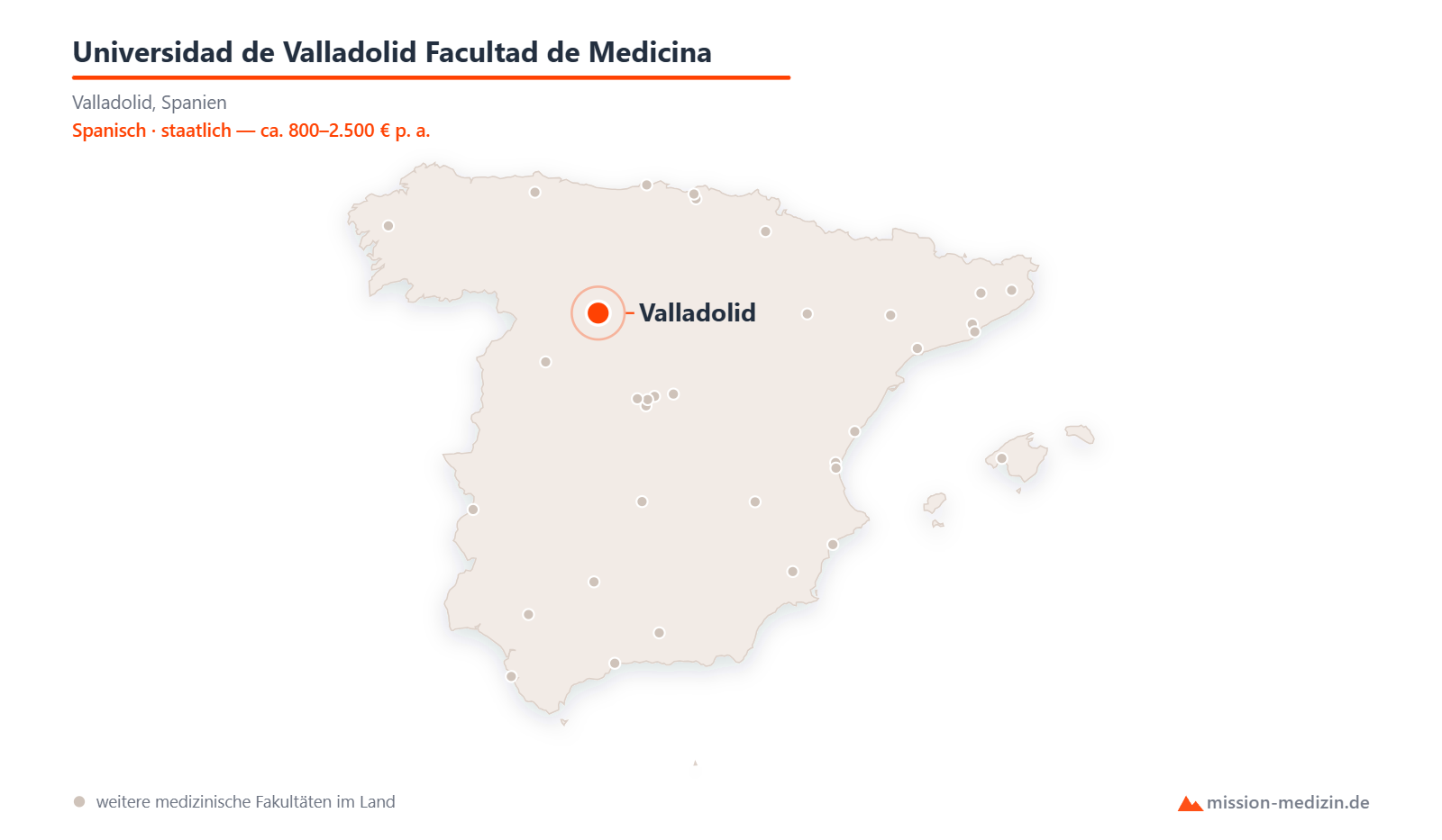 Karte: Lage von Universidad de Valladolid Facultad de Medicina in Spanien