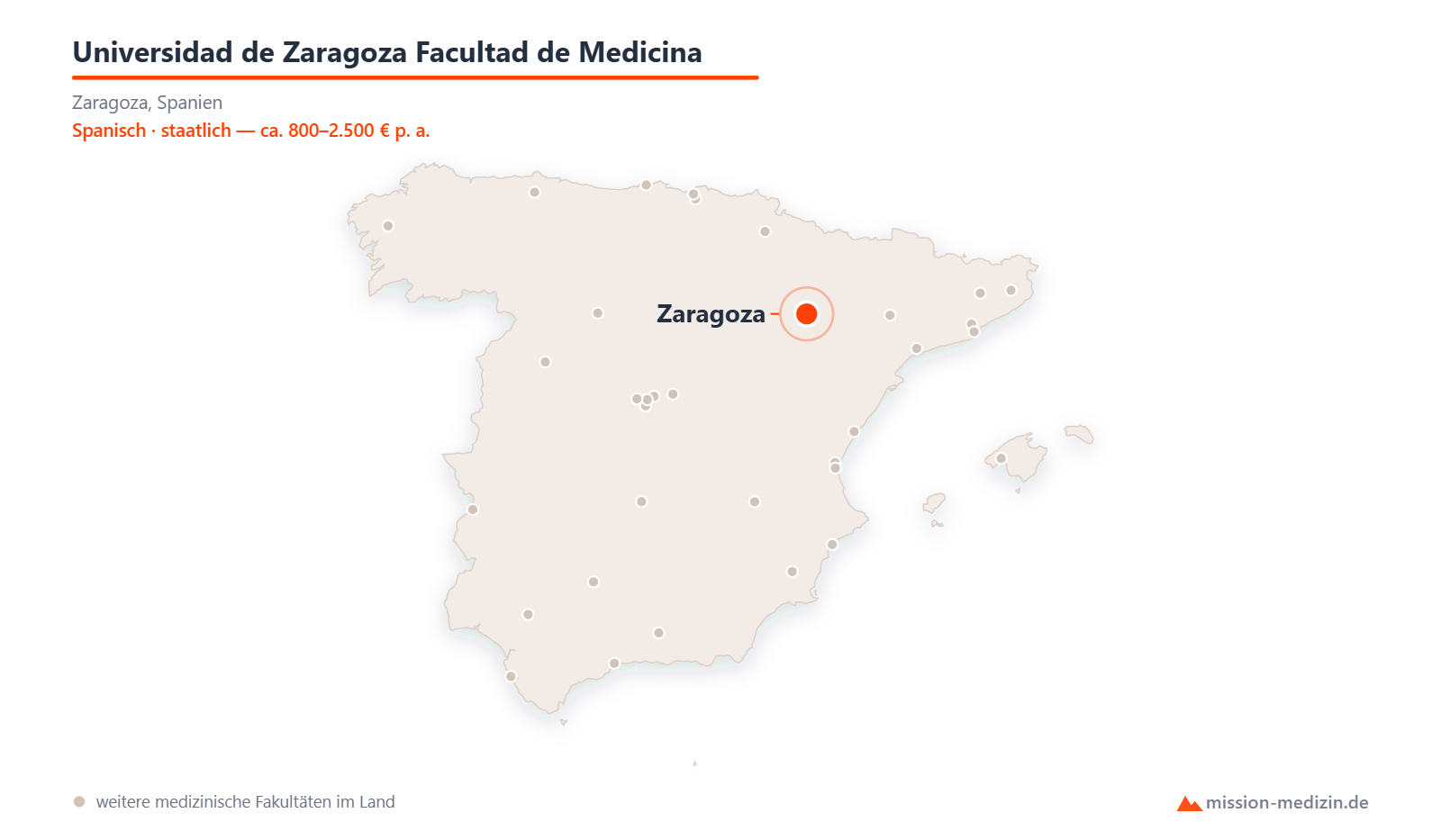 Karte: Lage von Universidad de Zaragoza Facultad de Medicina in Spanien