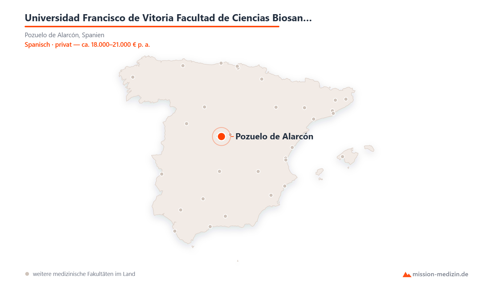 Karte: Lage von Universidad Francisco de Vitoria Facultad de Ciencias Biosanitarias in Spanien
