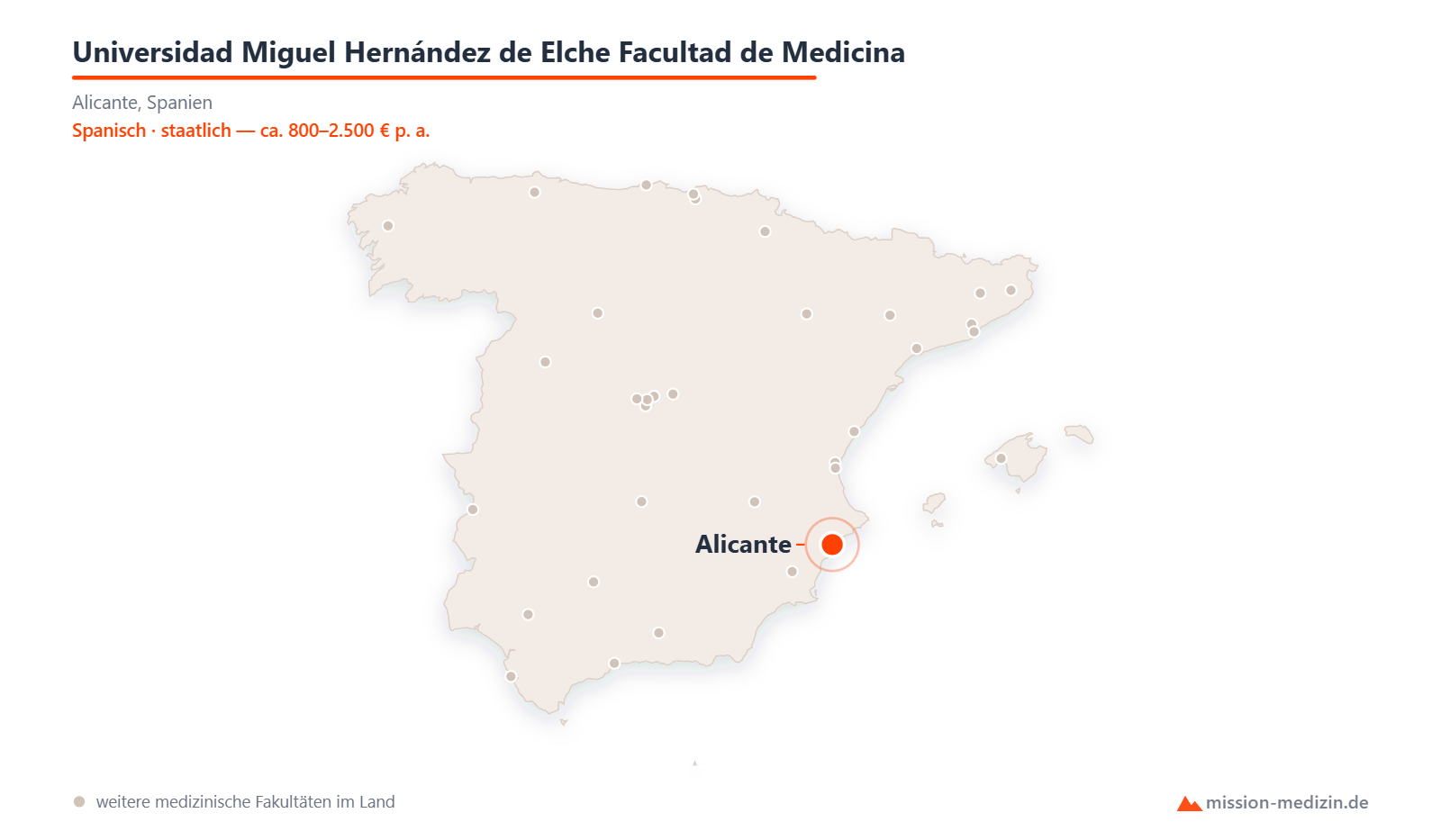 Karte: Lage von Universidad Miguel Hernández de Elche Facultad de Medicina in Spanien
