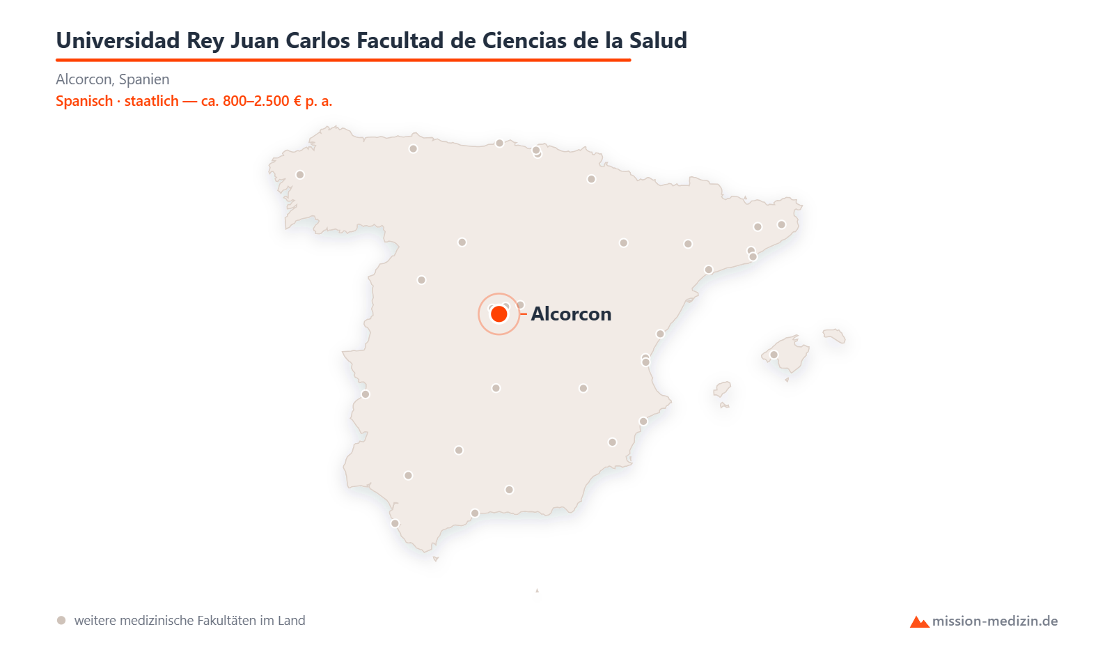 Karte: Lage von Universidad Rey Juan Carlos Facultad de Ciencias de la Salud in Spanien