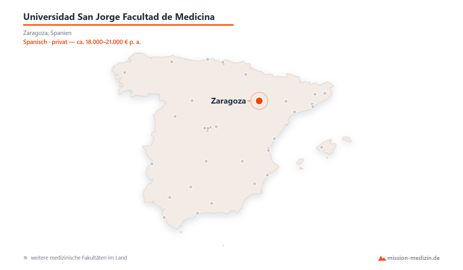 Karte: Lage von Universidad San Jorge Facultad de Medicina in Spanien