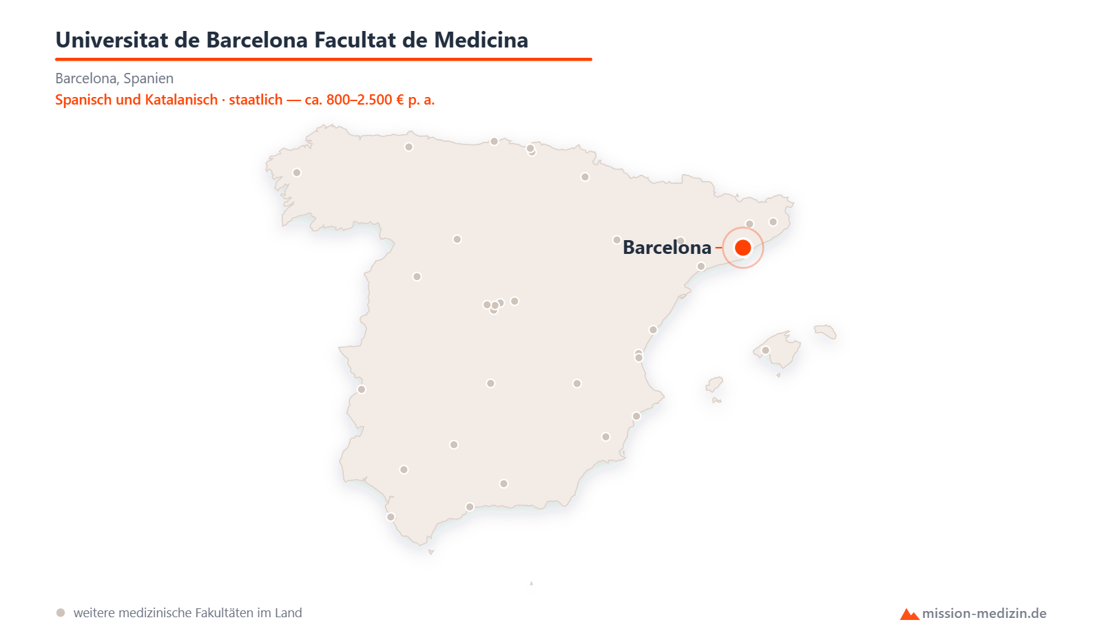 Karte: Lage von Universitat de Barcelona Facultat de Medicina in Spanien