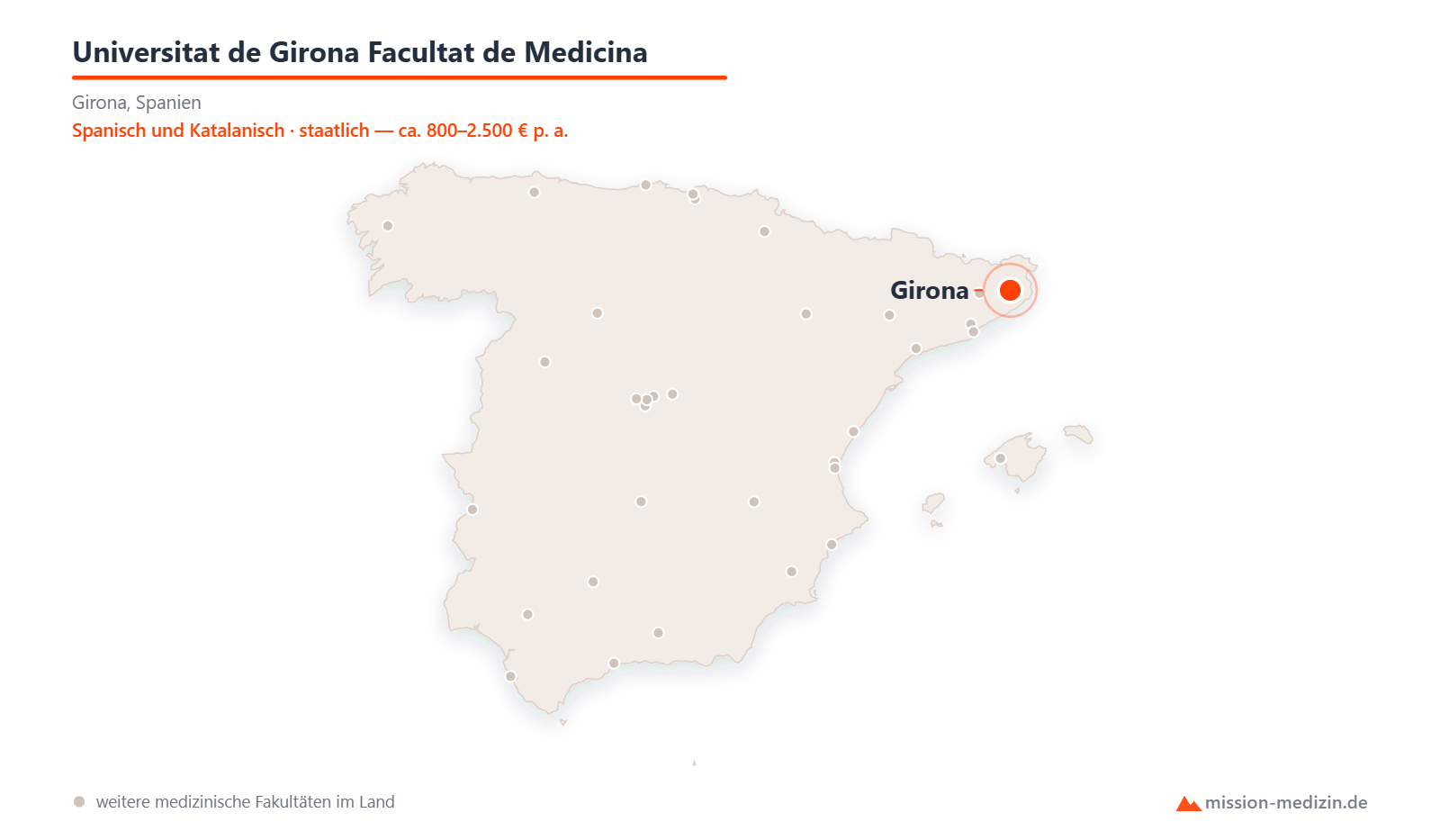 Karte: Lage von Universitat de Girona Facultat de Medicina in Spanien