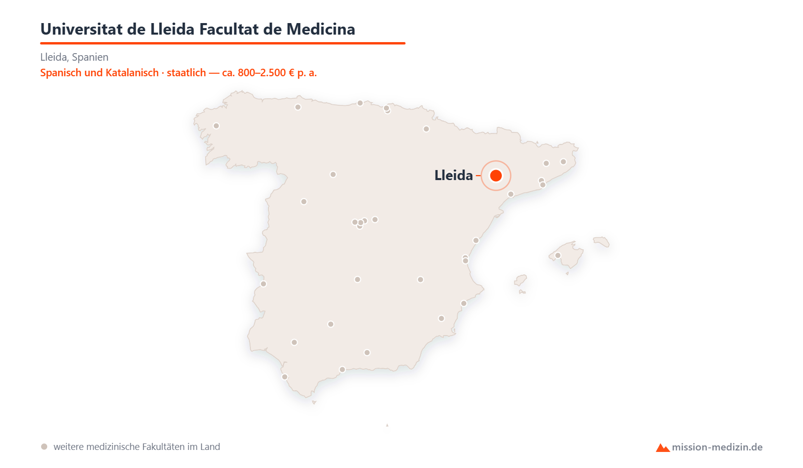 Karte: Lage von Universitat de Lleida Facultat de Medicina in Spanien