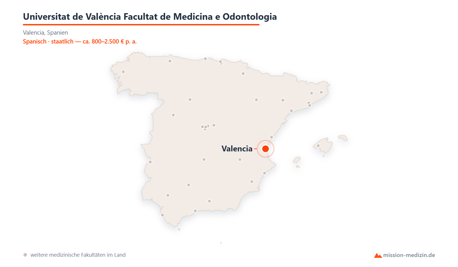 Karte: Lage von Universitat de València Facultat de Medicina e Odontologia in Spanien