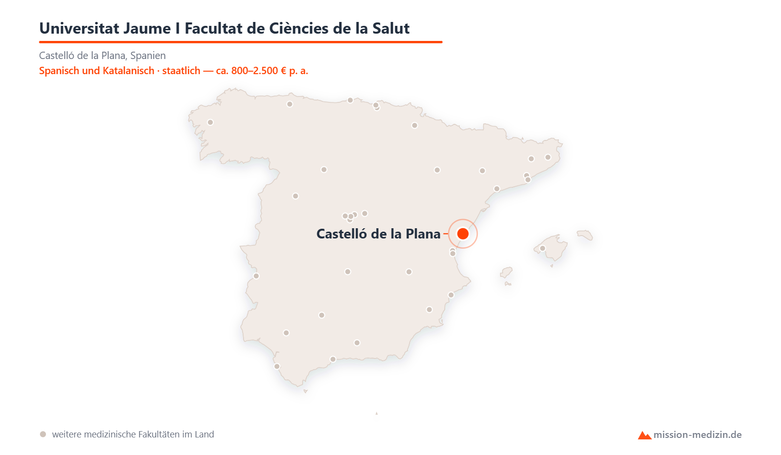 Karte: Lage von Universitat Jaume I Facultat de Ciències de la Salut in Spanien