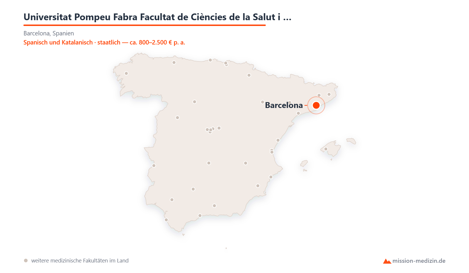 Karte: Lage von Universitat Pompeu Fabra Facultat de Ciències de la Salut i de la Vida in Spanien