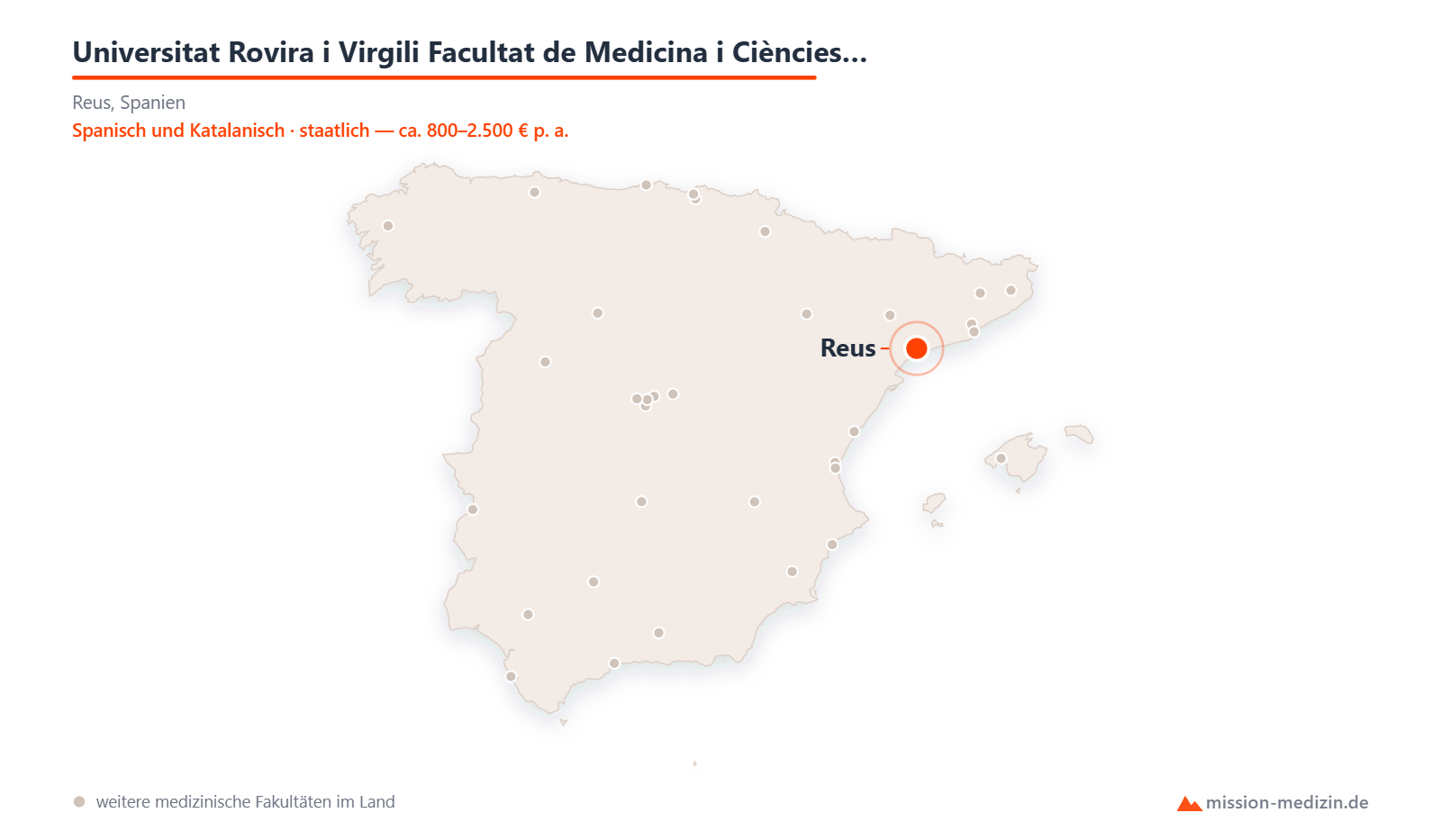 Karte: Lage von Universitat Rovira i Virgili Facultat de Medicina i Ciències de la Salut de Reus in Spanien