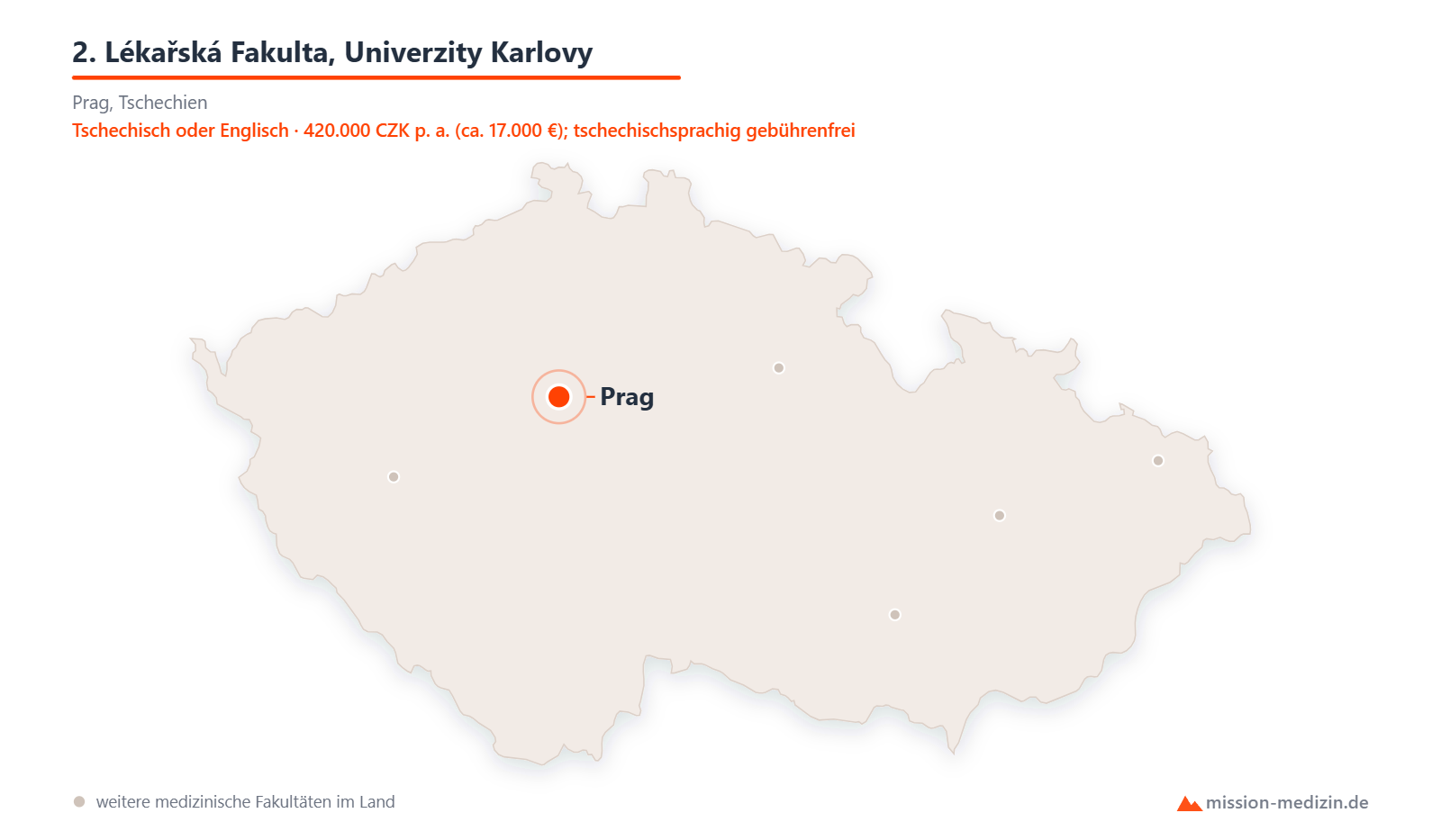 Karte: Lage von 2. Lékařská Fakulta, Univerzity Karlovy in Tschechien