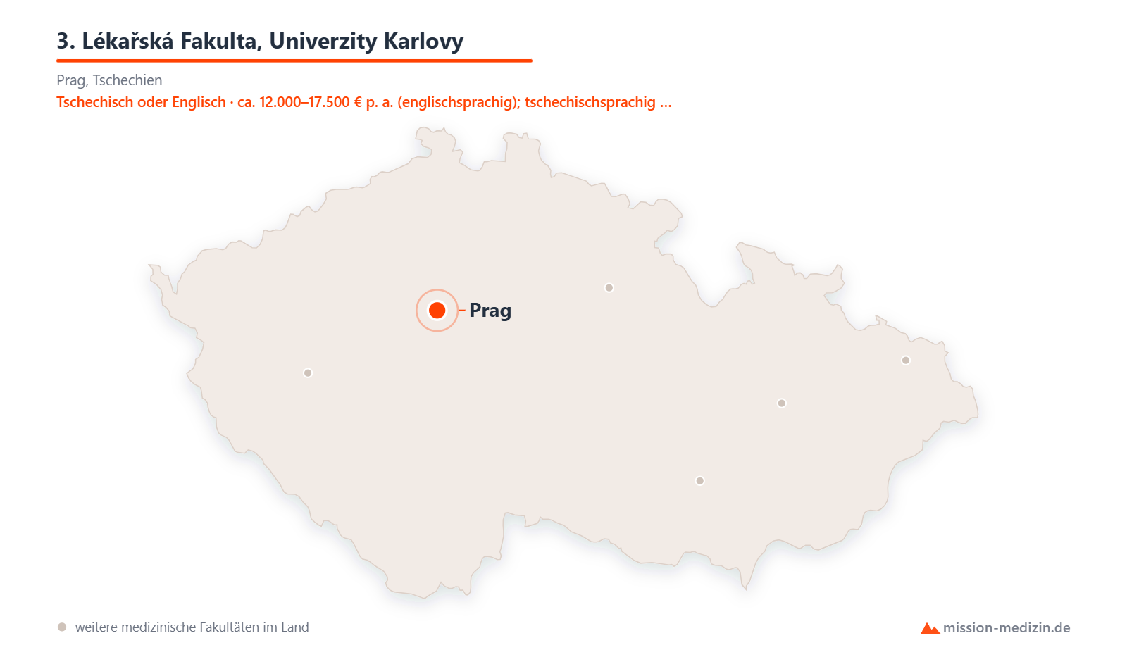 Karte: Lage von 3. Lékařská Fakulta, Univerzity Karlovy in Tschechien