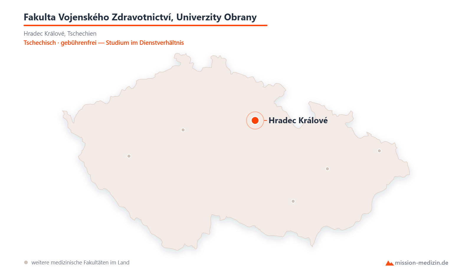 Karte: Lage von Fakulta Vojenského Zdravotnictví, Univerzity Obrany in Tschechien