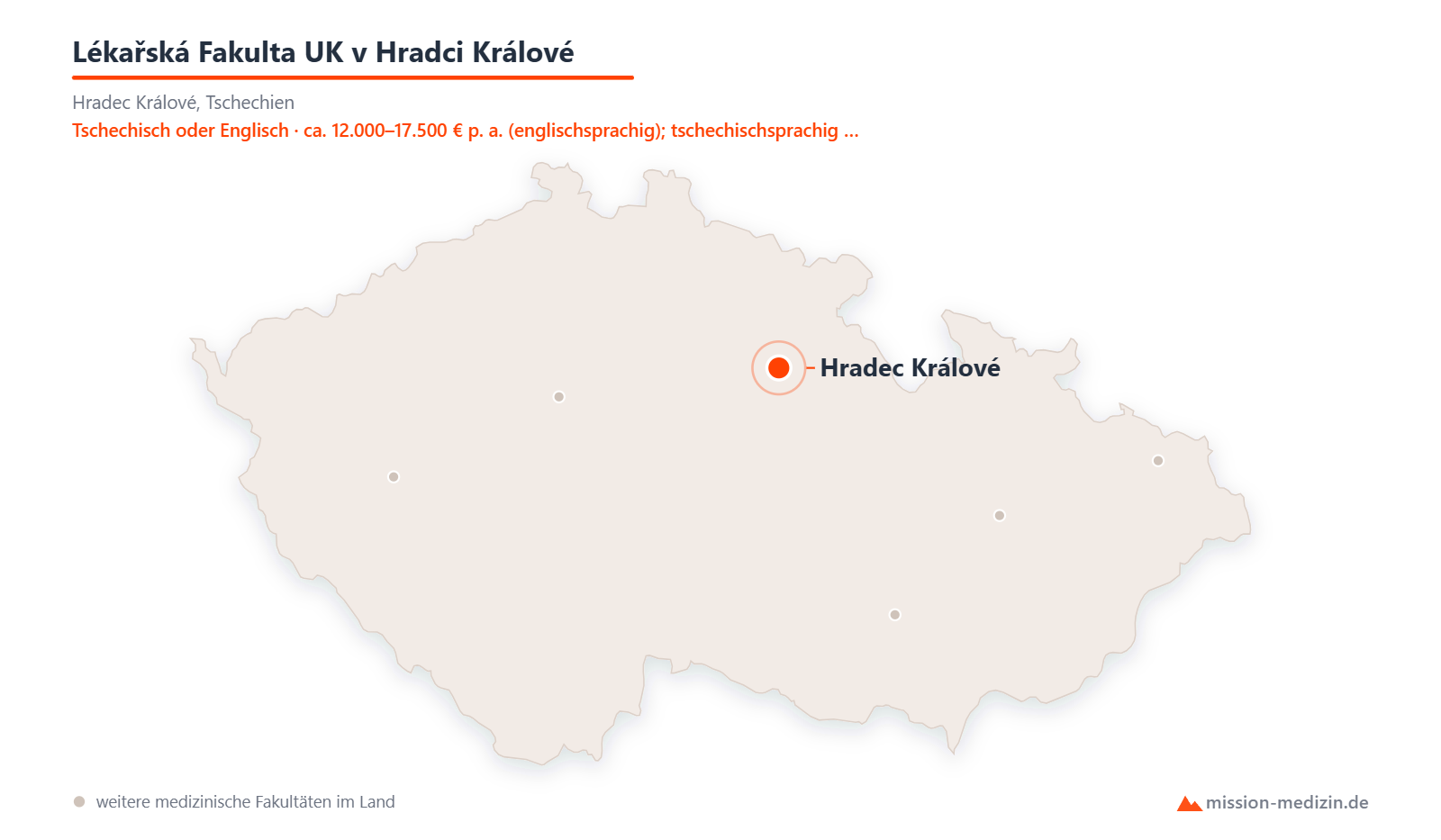Karte: Lage von Lékařská Fakulta UK v Hradci Králové in Tschechien
