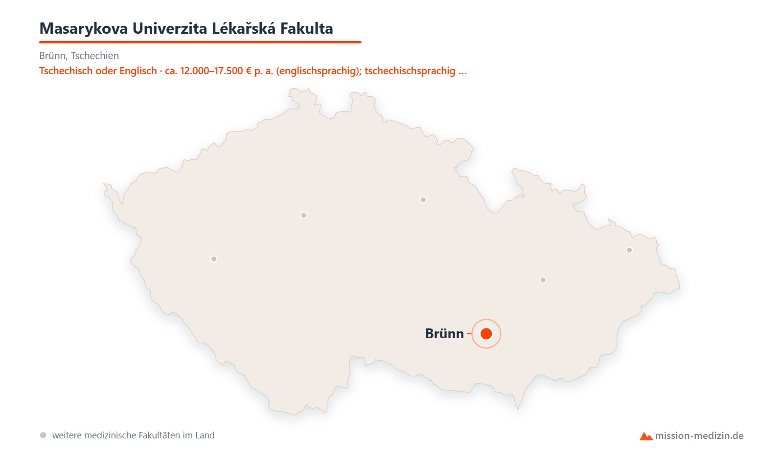 Karte: Lage von Masarykova Univerzita Lékařská Fakulta in Tschechien